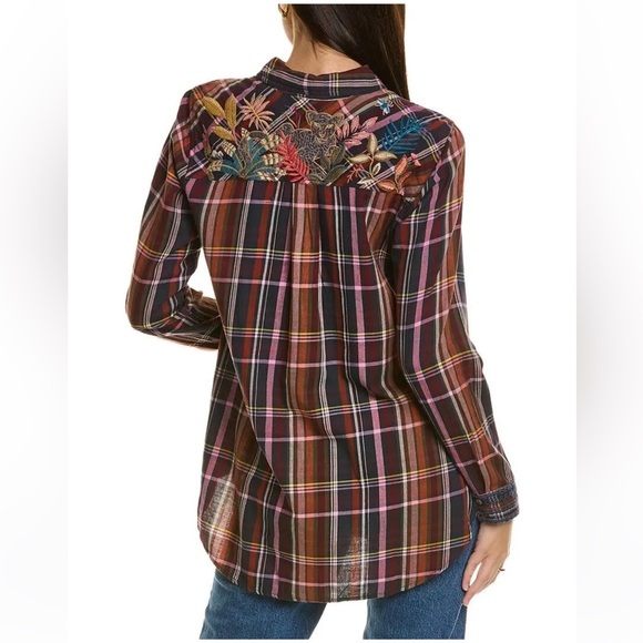 NWT Johnny Was womens Shuri Plaid Tunic embroidery floral animal graphic - Picture 3 of 9